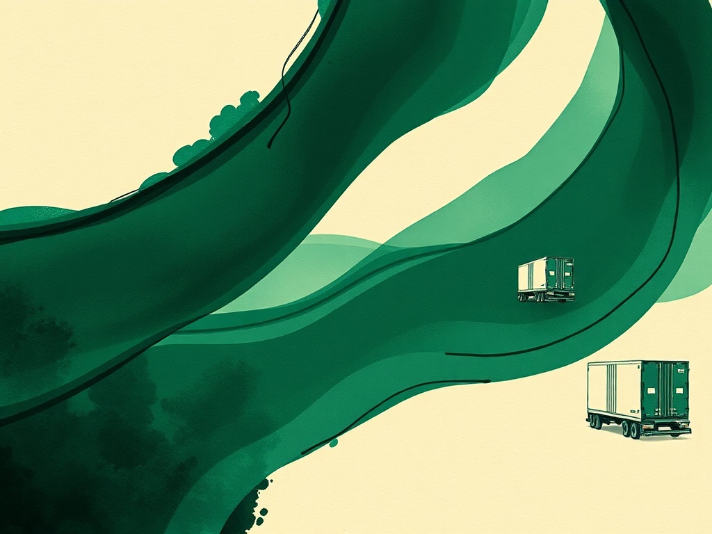 Abstrakte redaktionelle Illustration zu Kapitalfluss, Warenlager und Cashflow im E-Commerce